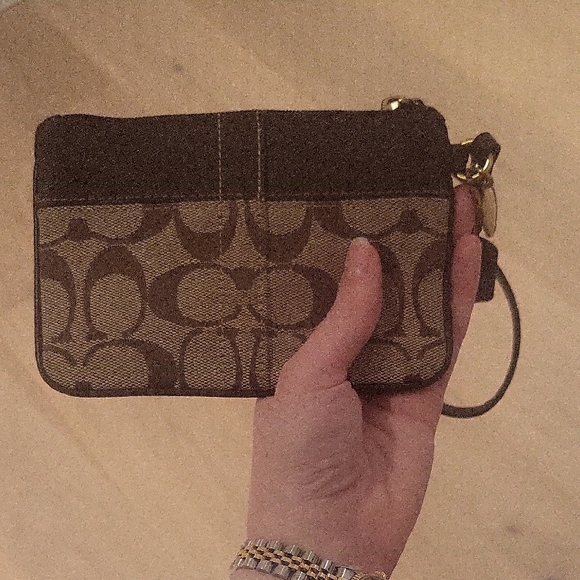 Coach Signature Brown and Tan Wristlet - Picture 4 of 4